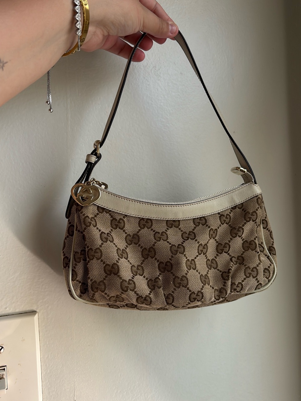 Classic Beige GG Monogram Shoulder Bag